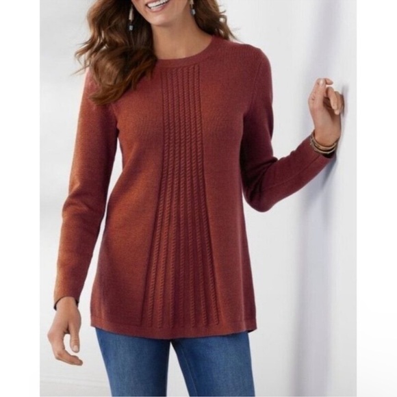 Soft Surroundings Priscilla Knit Sweater Tunic Length Size Small Women Burgundy - Picture 1 of 8